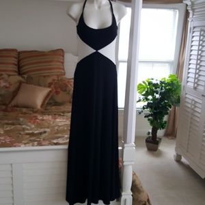 cocktail dress black with white color blocking